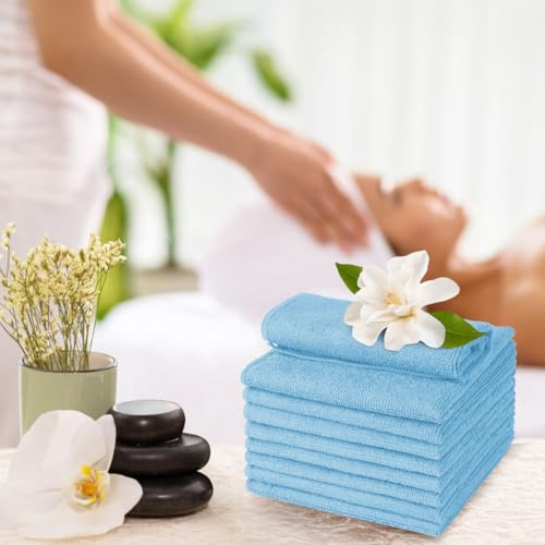 Image of UNIMADE Washcloths - 20 Pack - Face Towels (12 inch x 12 inch), Highly Soft Wash Cloths and Hand Towels, Fast Drying Multi-Purpose Microfiber Cleansing Cloths for Bathroom, Hotel, Spa, and Salon - Blue