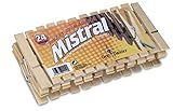 CADA RETRÁCTIL INCLUYE: 6 paquetes de pinzas con un total de 24 pinzas por paquete, sumando así un total de 144 pinzas de madera. Cada pinza está formada por las dos bases de madera unidas por un muelle de acero inoxidable de 7 vueltas.