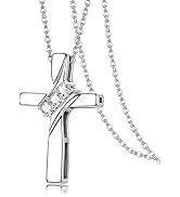 Sllaiss 925 Sterling Silver 5A CZ Cross Necklace for Women White Gold Plated Tiny Cross Pendant N...