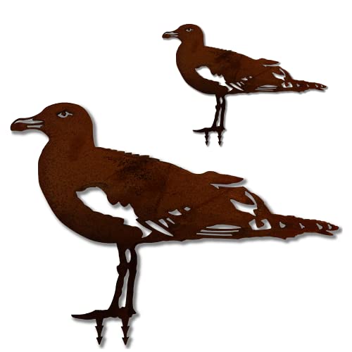 ARTTEC Möwe Vogel (Edelrost-Deko) (2er Set) - hochwertige Gartendeko...