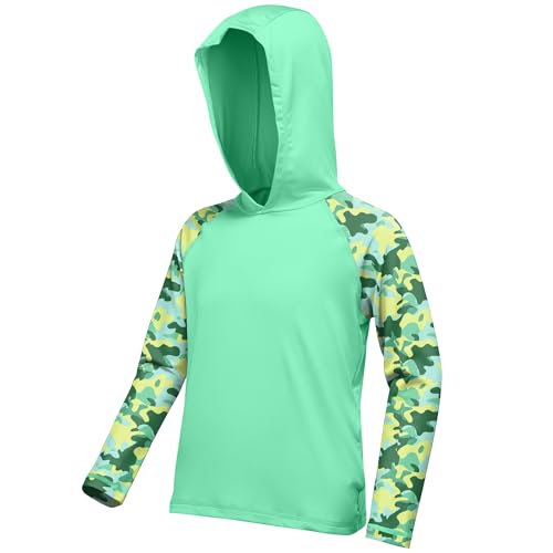 Image of Boys Rash Guard Swim Hoodie, Kids Long Sleeve Sun Fishing Shirts