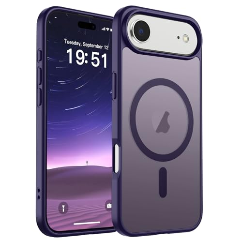 Image of SUPFINE Magnetic for iPhone Air Case (Compatible with MagSafe)(Military Grade Drop Protection) Slim Translucent Matte Shockproof with Anti-Fingerprint Phone Cover for 17 Air,Dark Purple