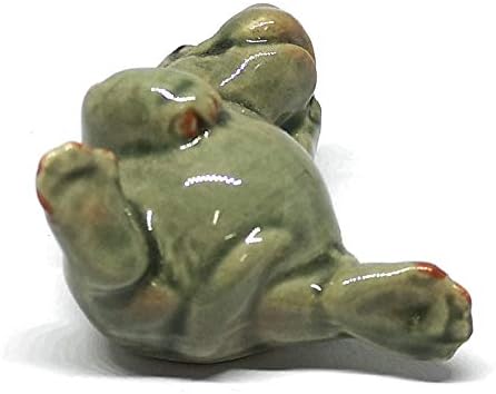 Ceramic Hippo Figurine Lie on Back Hand Painted Porcelain Terrarium Garden Decor Collectibles