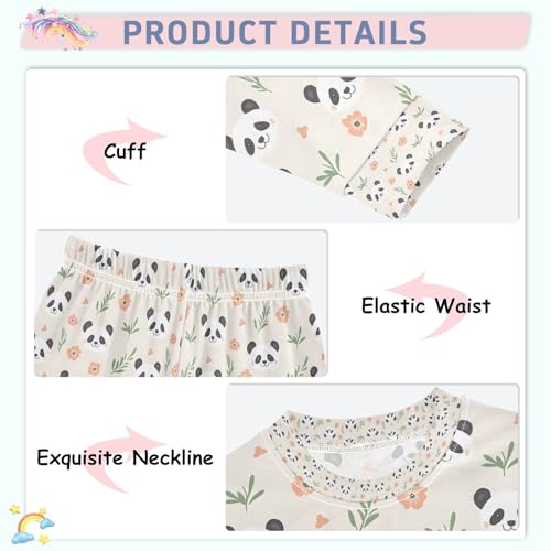 senya Flower Panda Aa Pajamas Set Long Sleeve Soft Cotton Sleepwear 2 Piece4