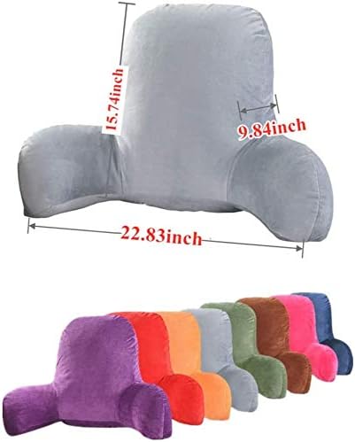 Miniatura 4 de Almohada de lectura para respaldo, almohadas lumbares de lectura con brazos, cojín de apoyo de respaldo de cama de felpa ideal para sentarse en la