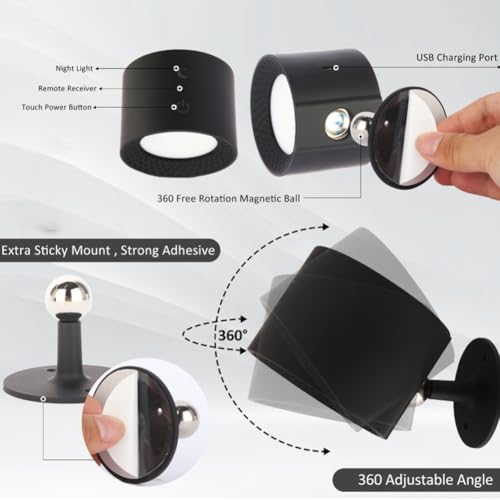 Lumières LED rechargeables USB magnétiques avec télécommande RVB C - 4