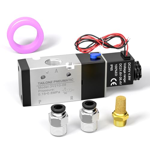 Image of TAILONZ 1 /4 inchNPT 24V 3V210-08 Solenoid Valve 2-Position 3-Way Outlet wire