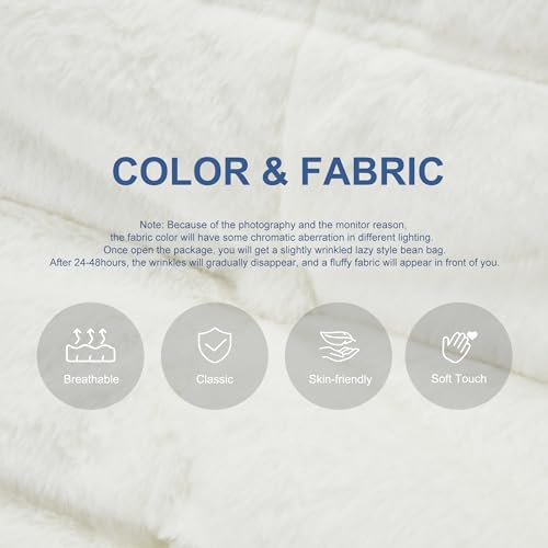 Image of Hobestluk Adults Bean Bag Chair Faux Fur BeanBag Couch for Living Room | White Plush,Ergonomic Design,Memory Foam,UltraSoft,Anti-slip Bottom,No Assembly Required,Decorative Style for Living Room
