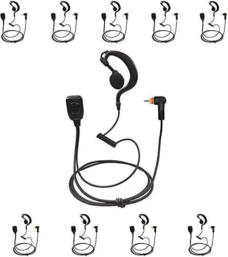ProMaxPower Two Way Radio G-Shape Swivel Earpiece Headset with Push to Talk for Motorola Two-Way Radio SL7550e SL300 SL4000 SL1K (10 Pack)