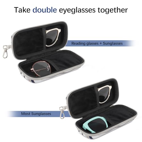 Image of Double Eyeglasses Case Hard Shell Dual Sunglasses Organizer with Zipper Closure Travel Eyewear Storage for Vehicle