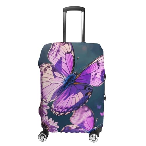 Lovely Purple Butterflys Luggage Cover, Washable Elastic Suitcase Cover Protector Fit 18-32 Inch Luggage