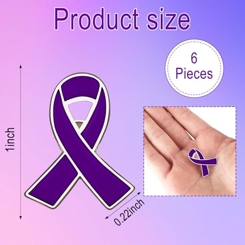 Image of 6Pcs Awareness Enamel Ribbon Lapel Pins Ribbon Brooch Pin for Charity Events Survivor Campaign Party Favors Supplies