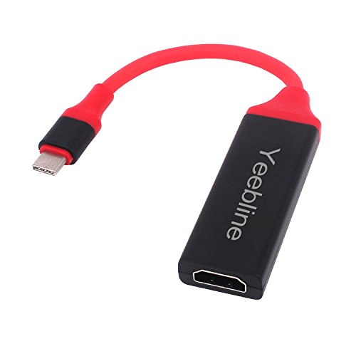 Yeebline Type C to HDMI Adapter, 4K HDTV Mirroring Cable USB 3.1 (USB-C) to HDMI Digital AV Converter for 2016 MacBook Pro, 2015 MacBook, ChromeBook Pixel - Red+Black