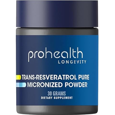 ProHealth Longevity Micronized Trans Resveratrol Powder 30 Grams - 98% Pure Pharmaceutical Grade, 1000 mg per Scoop, Superior Absorption and Bioavailability Cover
