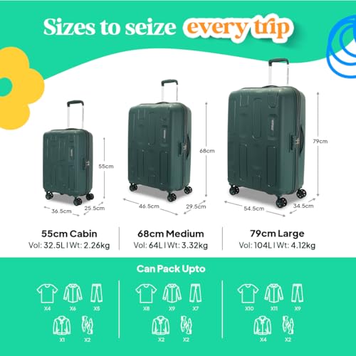 Image of American Tourister Ivy 2.0 | Small Size Cabin Trolley Bag (55 cm) | 360 8 Wheel Travel Luggage | Hard Case Polypropylene (PP) Suitcase | Combination Lock | Dark Forest