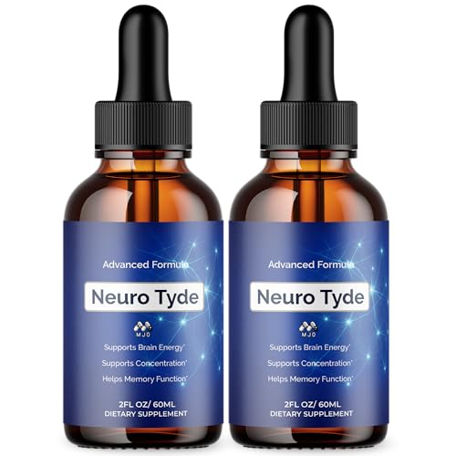 (2 Pack) Neuro Tyde Drops Official NeuroTyde Memory and Focus Support Supplement Advanced Overall Health and Wellness Vitamin with Maximum Strength Ingredients Supporting Brain Health (60 Servings)