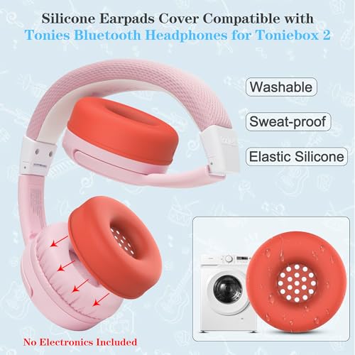 Cubiertas para almohadillas de silicona lavables para Toniebox 2, accesorio protector para auriculares Bluetooth Toniebox 2 (Rojo) miniatura 2