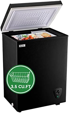 WANAI Black Chest Freezer, 3.5 Cu.ft Deep Freezer for Frozen Food Storage