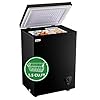 Chest Freezer Small Deep Freezer Black 3.5 Cu.Ft Free-Standing Top Door Freezer Adjustable 7 Thermostat and Removable Basket Open Garage Basement Apartment Kitchen Business