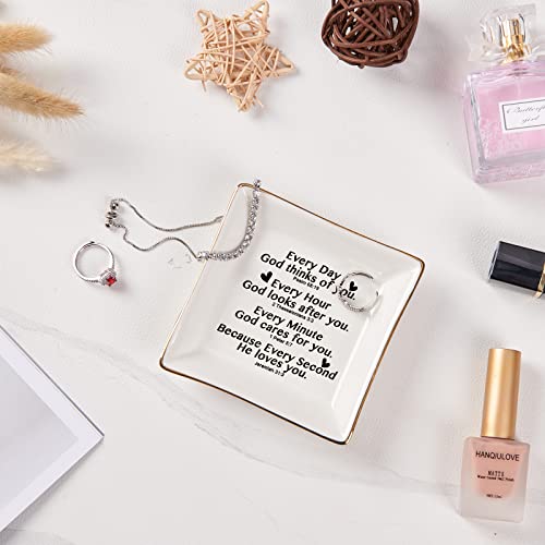 Christian Gifts for Women Faith Jewelry Dish with Bible Verse Prayers, Religious Gifts Scripture Gifts Spiritual Gifts for Women Men Friends Birthday - Every Second God He Loves You