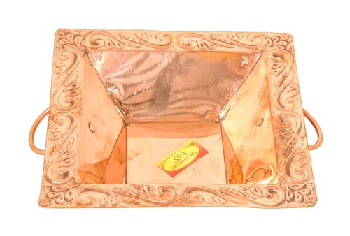 Image of Shiv Shakti Arts Pure Copper Hawan Kund Agnihotra Set with Both Side Handle and Stand (4 Pc Set, 19 x 19 cm)