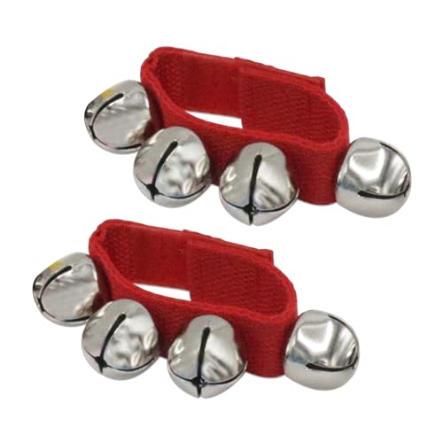 CashBeat Wrist Jingle Bells 2 Pack Adjustable Ankle Strap Red