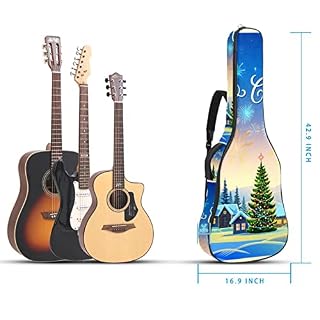 Christmas Village Housse rembourrée imperméable Oxford pour guitare avec bandoulière réglable - Les Beatles, Paul McCartney, John Lennon, RIngo Starr, George Harrison Christmas Village Housse rembourrée imperméable Oxford pour guitare avec bandoulière réglable – Image 5