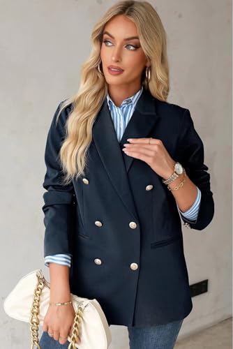 Dokotoo Womens Double Breasted Blazer Jackets Casual Blazers Open Front Long Sleeve Lapel Collar Work Office Jackets Blazer4
