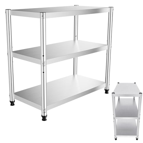 DHQCQL Mesa de Trabajo de Acero Inoxidable, Patas Ajustables industriales, Mesa de preparación, estantería de Almacenamiento para el Almacenamiento en cocinas, restaurantes, 40 * 80cm