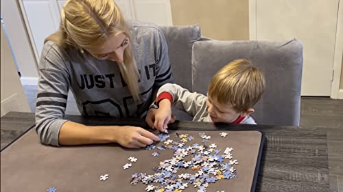 Kidoodler Jigsaw Puzzle Board with Cover & Sorting Trays | 33x22 Portable Puzzle Mat for 1000 pcs with 4 Foldable Sorting Trays | 4mm Reinforced Hardboard | Non-Slip Surface | Blue