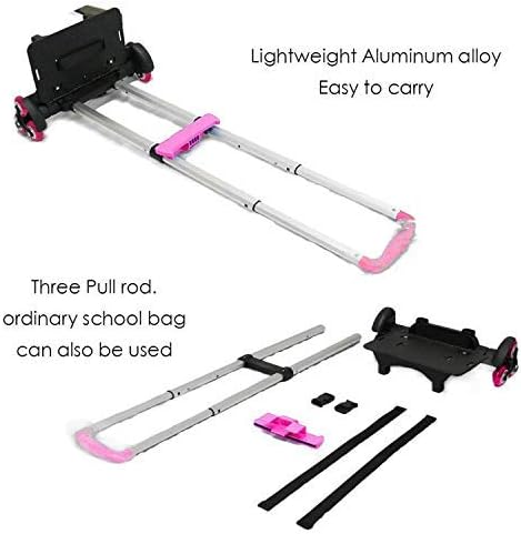 Miniatura 6 de PROTAURI Carrito plegable para bolsas escolares camión de mano con ruedas para niños carrito de mano de viaje con hebillas 6 ruedas