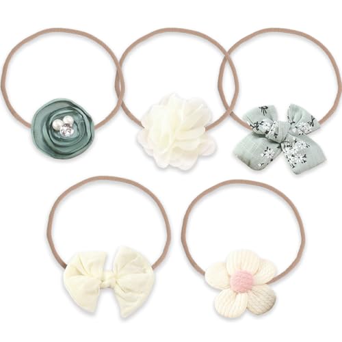 Image of Anzailala Baby Hair Band 5 Pcs Hairband For Baby Girl Flower Hairband For New Born Baby Girl 0-6 Months, Multicolor
