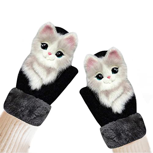 Hand-Knitted Pet Gloves, 2023 New Cute Animal Mittens, Full Fingers Thickening Soft Winter Warm Mittens for Kids Girl