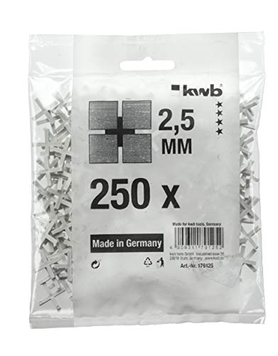kwb Fliesenkreuze 250 Stück, Fliesenzubehör, Kunstoff, 18 mm x 2,5 mm, Abstandshalter, weiß