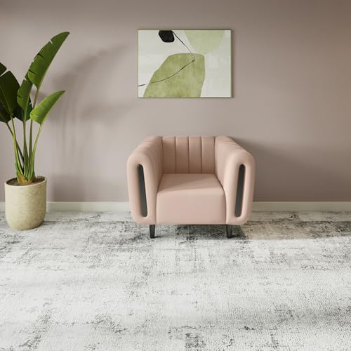 Image of Interio by Godrej Sofa Paramount 1 Seater Fabric Sofa for Living Room, 1-Year Warranty, Solid Wood, Beige