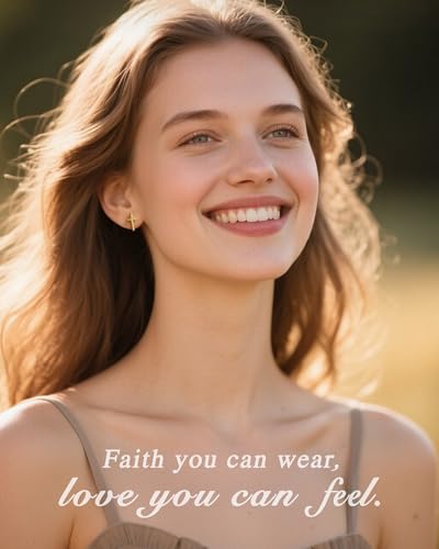 Cross Earrings for Women Teen Girls, Christian Jewelry Religious Easter Gift with Meanningful Quote Card3