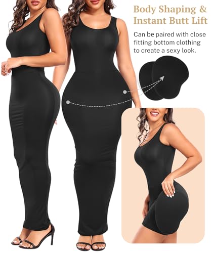 Image of Women's Shapewear with Removable Hip Pads Tummy Control Padded Shapewear Hip Enhancer Butt Lifter Black Bodysuit