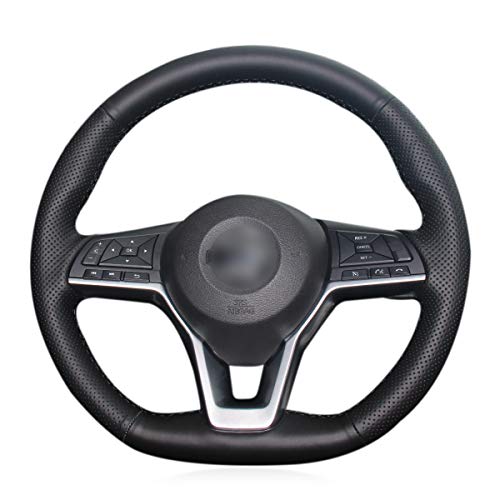 MEWANT DIY Black Durable Artificial Leather Steering Wheel Covers Wrap for Nissan Altima 2019-2020 / Kicks 2018-2020 / Leaf 2018-2019 / Rogue 2017-2020 / Sentra 2020 / Versa 2020 / Versa Note 2020