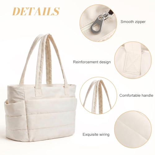 Image of PALAY Tote Bag for Woman Soft Lighweight Puffy Travel Handbag 15.6 inches Laptop Quilted Shoulder Hand Bags for Women