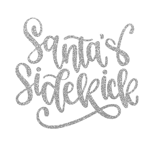 Santa Sidekick Iron On Decal, Iron On Transfer, Christmas Design, DIY Crafts, Christmas Iron On Decal, Holiday Iron On, Iron On Almost Anything in 5 Minutes (Silver Glitter)