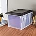Sterilite File Box, Stackable Storage Bin with Lid, Plastic Container to Organize Taxes, Papers in the Home, Office, Clear Base with Black Lid, 4-Pack