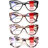 CLASAGA Progressive Multifocus Reading Glasses for Women Blue Light Blocking Spring Hinge Computer Multifocal Cat Eye Readers (4 CAT, 1.75, x)