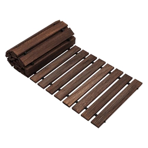 Ausrollbarer Holz Gartenweg, Rollweg Gehweg aus Holz mit Anti-Rutsch Oberfläche & Silikonseilebindung, Holztritt für Garten, Terrasse, Strand, Hinterhof & Hochzeit Deko, 244x43x1.5cm