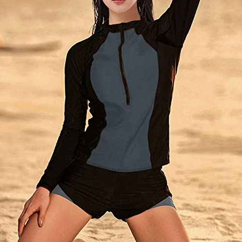 Conjunto de maiô de Duas Peças, maiô Feminino de Manga Comprida Com Proteção Solar Secagem Rápida pa