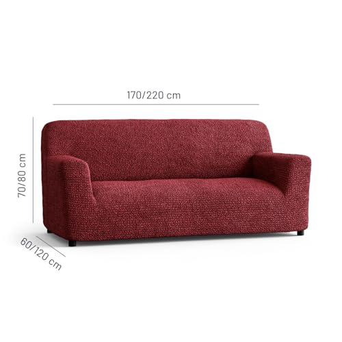 Image of Bellissima Sofa Covers - Premium Luxury Microfibra Plain Stretchable Sofa Cover 3 Seater Fully Covered Slipcover, Imported from Italy (Bordeaux)