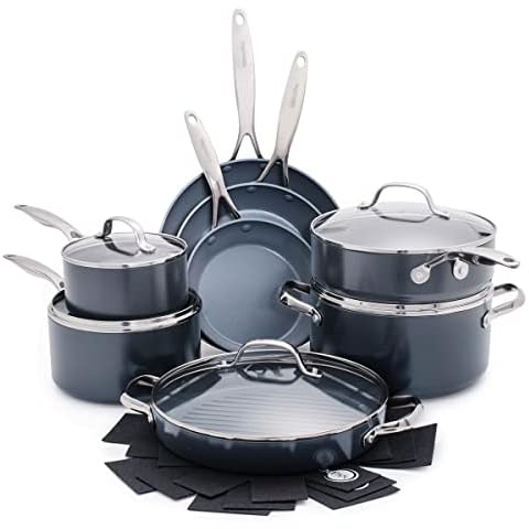 GreenPan Valencia Pro Harteloxiertes, gesundes, keramisches Non-Stick 16-teiliges Topf- und Pfannenset, Kochgeschirrset, PFAS-frei Cover