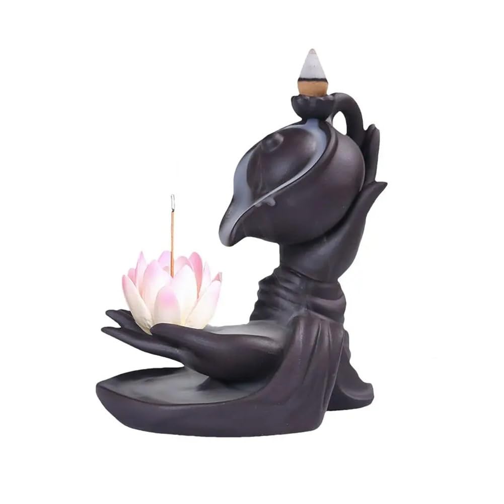 CTRLZS Buddha Hand Backflow Incense Burner Buddha Hand Backflow Hand Vintage Lucky Church Holder Charcoal B
