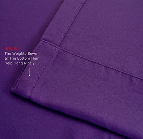 Miuco Room Darkening Grommet Blackout Curtains For Bedroom 52X63 Inch Purple 2 Panels #TOP4