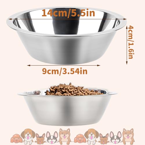 2 Stück Dick Edelstahl Hundenapf Food Grade Safe Haustier Katze & Hunde Futternäpfe und Wassernäpfe leicht zu reinigen (14cm/5.5in)