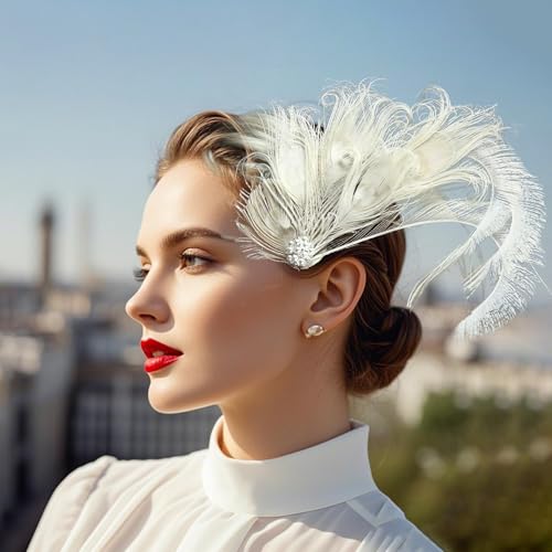 Pinza para cabello con pluma de pavo real miniatura 5